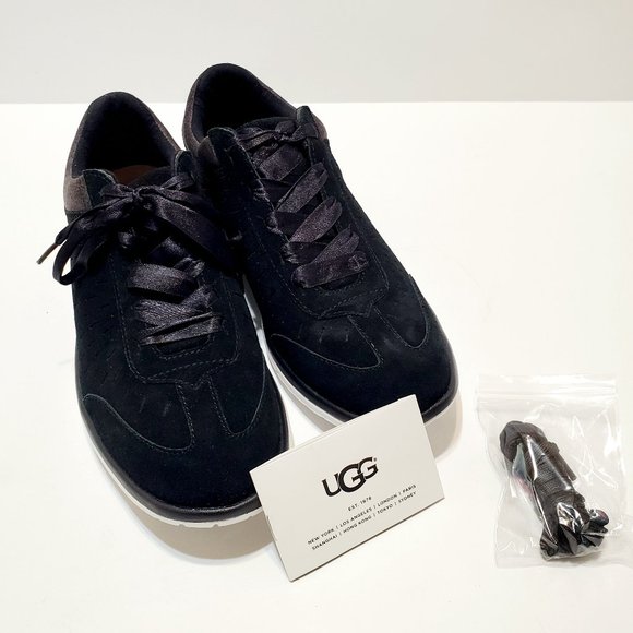 UGG W Victoria Perforated Suede Sneakers Black Sz 9 NWB - Picture 2 of 12